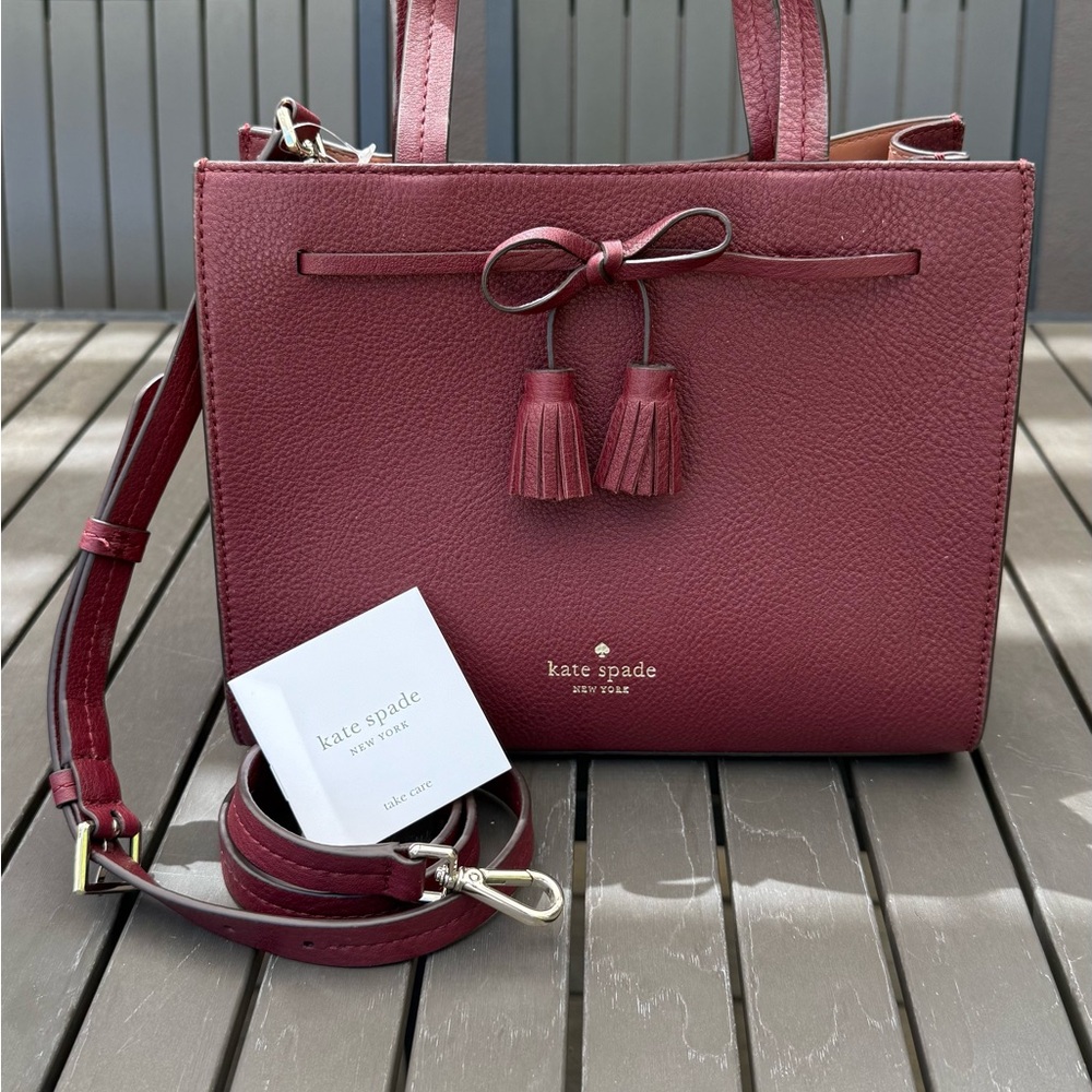 Kate Spade Deep Red Satchel with Tassels